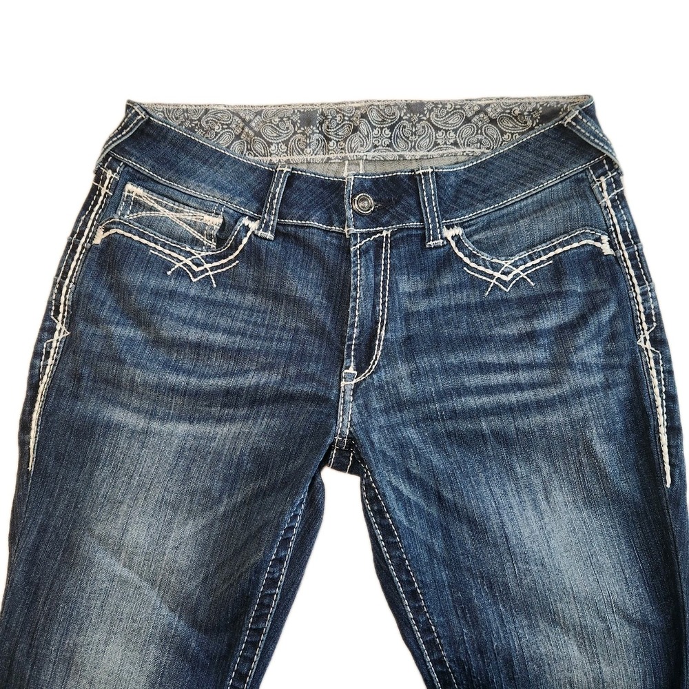 ARIAT REAL Bootcut Jeans Womens 30S Marine Blue Mid Rise Stretch Denim Western‎ - Picture 3 of 11